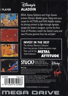 Aladdin (Europe) box cover back